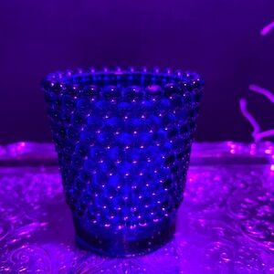 VINTAGE HOBNAIL COBALT votive made in USA